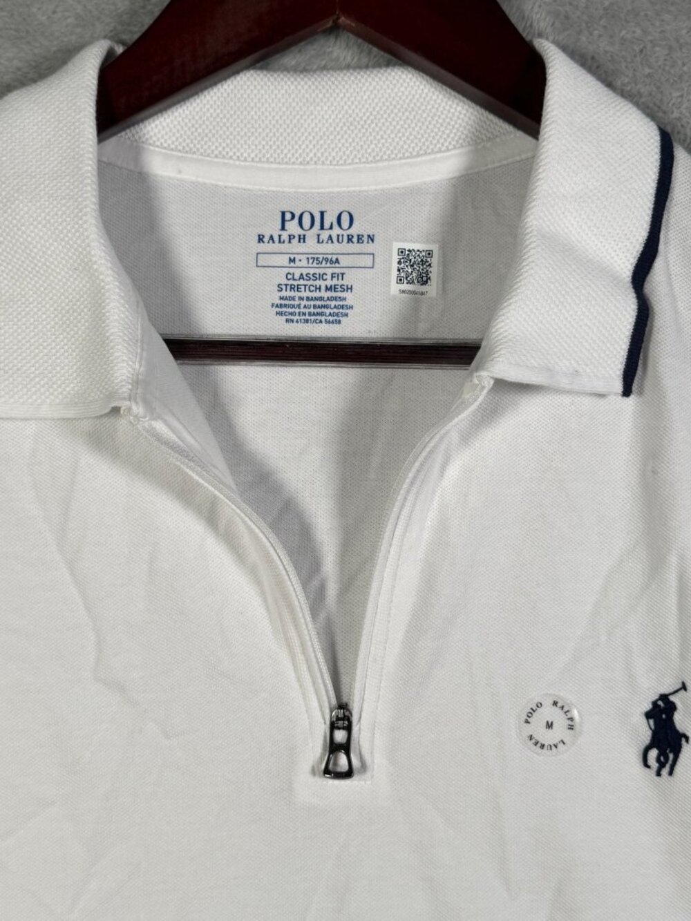 Polo Ralph Lauren Shirt Mens M White Quarter Zip Classic Fit Stretch Mesh $125